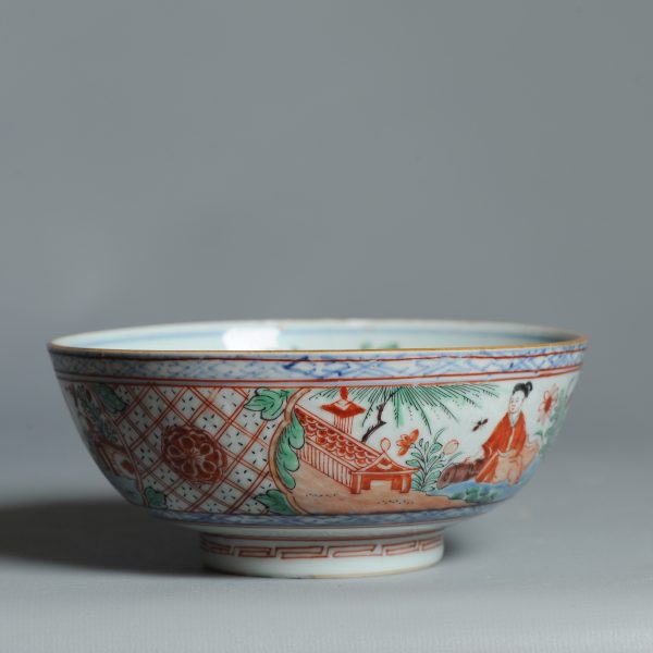 1448 Antique Ca 1720-1740 Blue and White Chinese Bowl Redecorated in Holland. Amsterdam Bont - Image 9