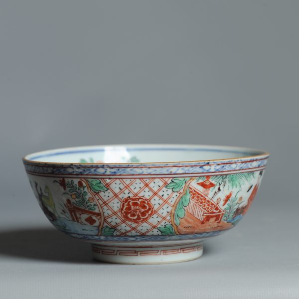 1448 Antique Ca 1720-1740 Blue and White Chinese Bowl Redecorated in Holland. Amsterdam Bont - Image 5