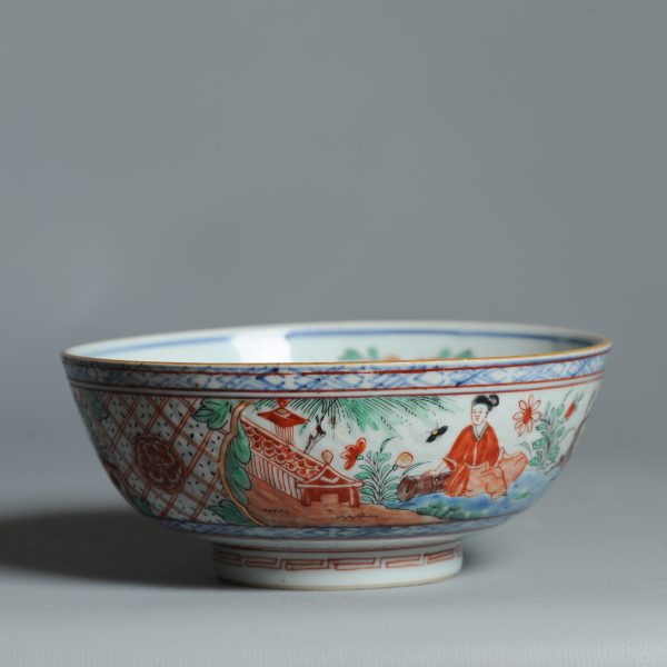 1448 Antique Ca 1720-1740 Blue and White Chinese Bowl Redecorated in Holland. Amsterdam Bont - Image 4