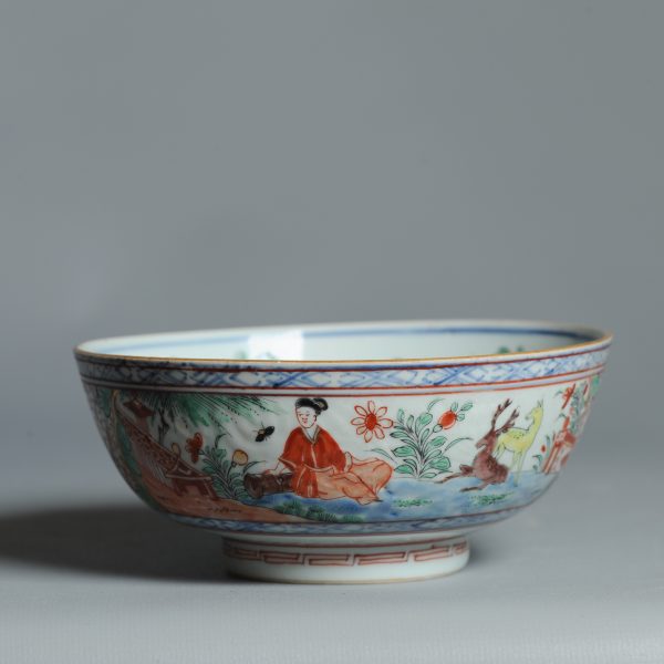1448 Antique Ca 1720-1740 Blue and White Chinese Bowl Redecorated in Holland. Amsterdam Bont - Image 3