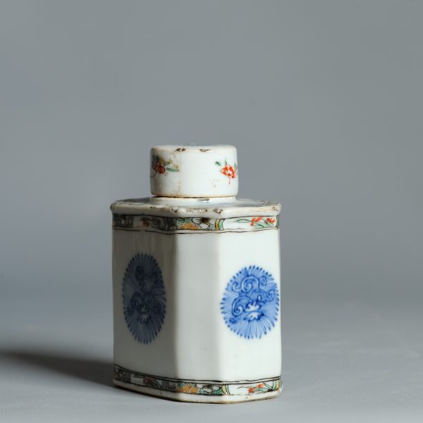 1451 Antique Ca 1710-1730 Blue and White / Verte Chinese Tea Caddy - Image 8