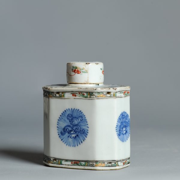 1451 Antique Ca 1710-1730 Blue and White / Verte Chinese Tea Caddy - Image 5