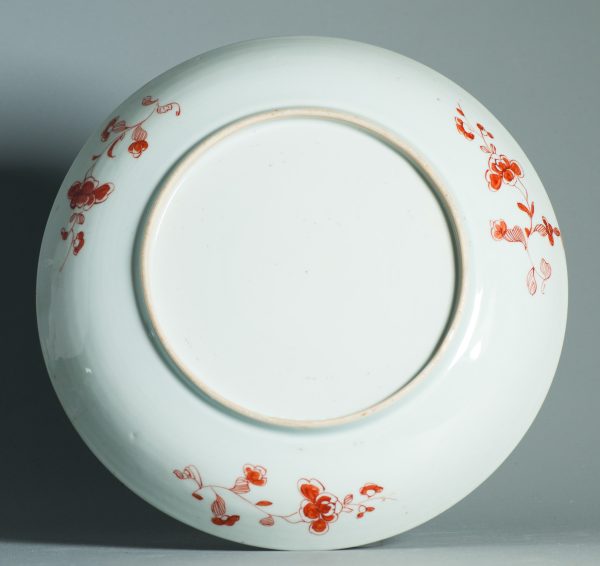 1456 Large Antique Chinese Kangxi/Yongzheng dish with Dutch Decoration Dame au Parasol - Image 8