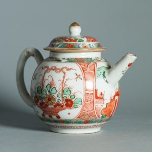 1458 Antique Chinese Kangxi/Yongzheng Teapot with Dutch Decoration on Famille Verte