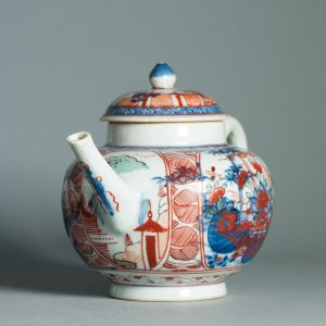 1460 Antique Chinese Kangxi/Yongzheng Teapot with Dutch Decoration on Underglaze Blue