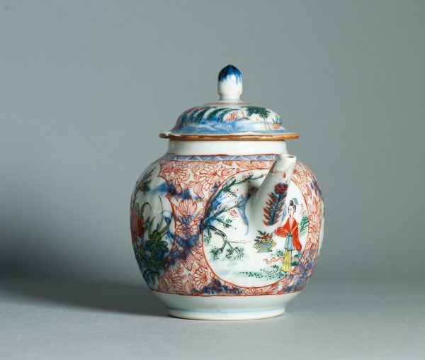 1457 Antique Chinese Kangxi/Yongzheng Teapot with Dutch Decoration Dame au Parasol - Image 12