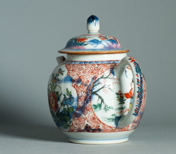 1457 Antique Chinese Kangxi/Yongzheng Teapot with Dutch Decoration Dame au Parasol - Image 9