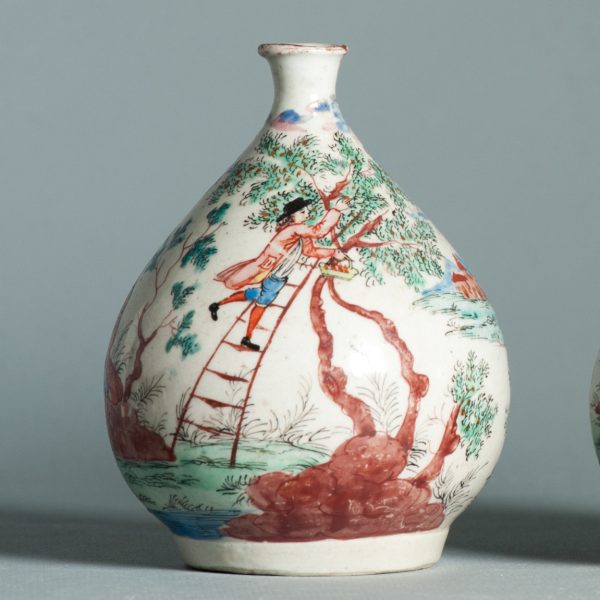 1463 & 1464 Pair Antique Japanese Porcelain Bottle With Willem IV Amsterdam Bont Redecoration - Image 11