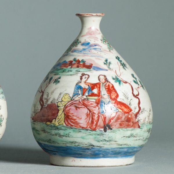 1463 & 1464 Pair Antique Japanese Porcelain Bottle With Willem IV Amsterdam Bont Redecoration - Image 10