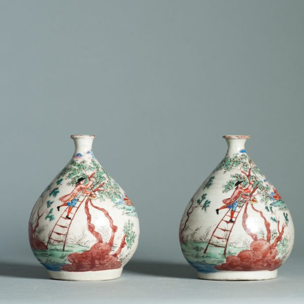 1463 & 1464 Pair Antique Japanese Porcelain Bottle With Willem IV Amsterdam Bont Redecoration - Image 8