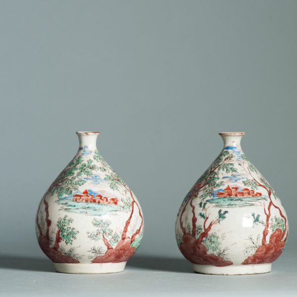1463 & 1464 Pair Antique Japanese Porcelain Bottle With Willem IV Amsterdam Bont Redecoration - Image 7