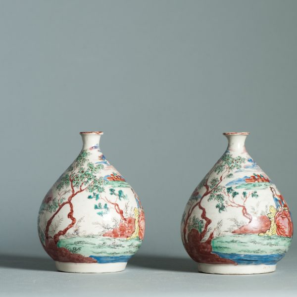1463 & 1464 Pair Antique Japanese Porcelain Bottle With Willem IV Amsterdam Bont Redecoration - Image 6
