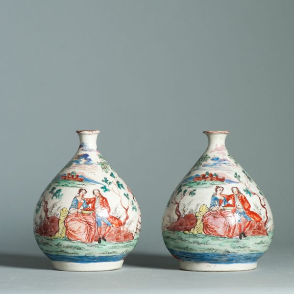 1463 & 1464 Pair Antique Japanese Porcelain Bottle With Willem IV Amsterdam Bont Redecoration - Image 5