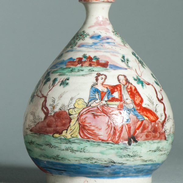 1463 & 1464 Pair Antique Japanese Porcelain Bottle With Willem IV Amsterdam Bont Redecoration - Image 4