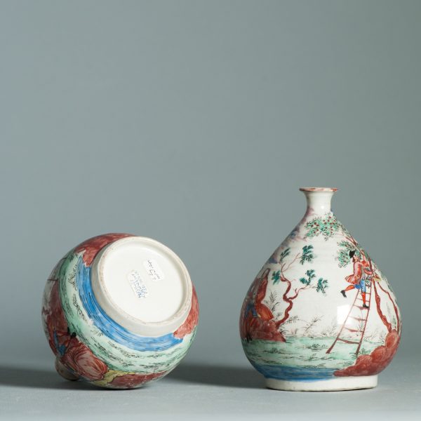1463 & 1464 Pair Antique Japanese Porcelain Bottle With Willem IV Amsterdam Bont Redecoration - Image 14