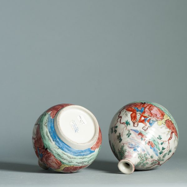 1463 & 1464 Pair Antique Japanese Porcelain Bottle With Willem IV Amsterdam Bont Redecoration - Image 12