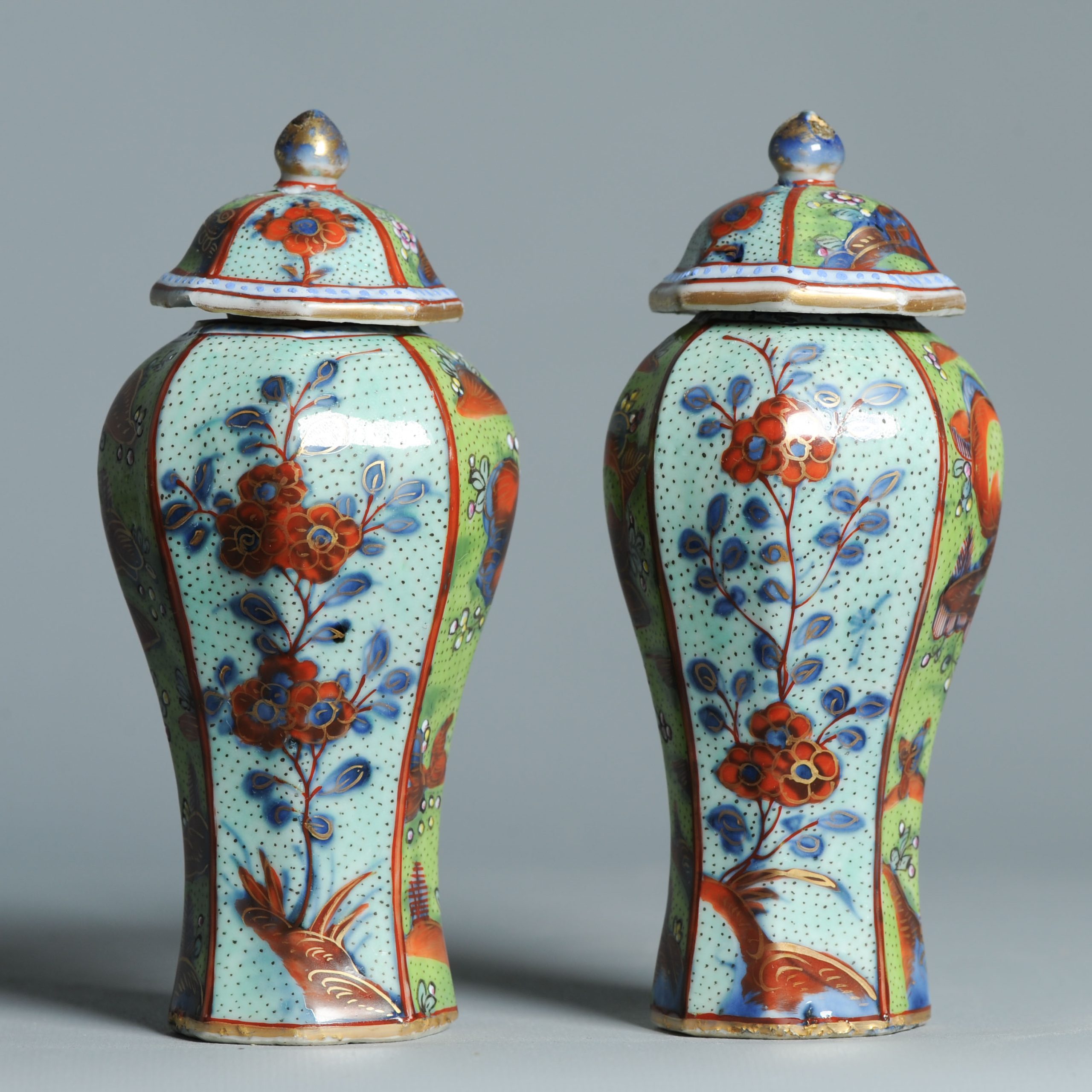 1466 & 1467 Antique Chinese Blue and White Kangxi Vases ca 1800 English Regency / George the IV 19th c redecoration
