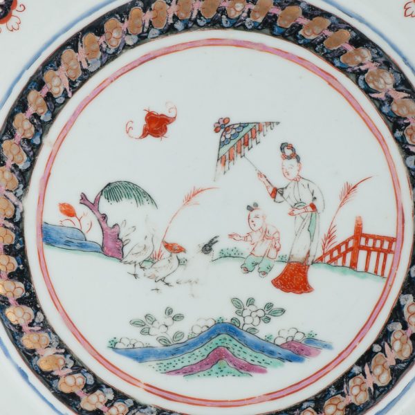 1470 Antique Chinese Porcelain Famille Rose Yongzheng/Qianlong Dame au Parasol European Decorated - Image 7