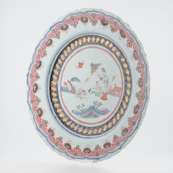 1470 Antique Chinese Porcelain Famille Rose Yongzheng/Qianlong Dame au Parasol European Decorated - Image 6