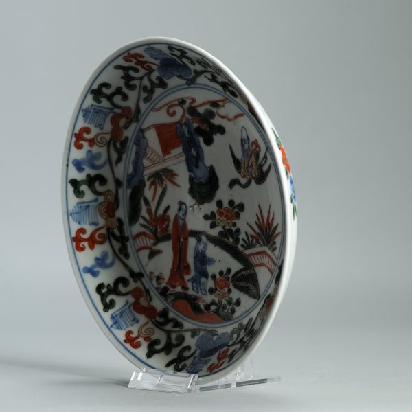 1471 Antique ca 1700 Japanese Arita Wucai Wanli Plate Unusual shaped Bowl Flowers - Image 15