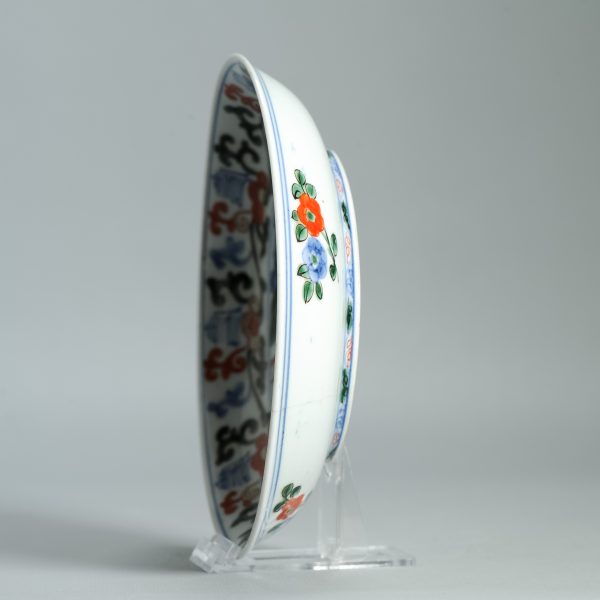 1471 Antique ca 1700 Japanese Arita Wucai Wanli Plate Unusual shaped Bowl Flowers - Image 14