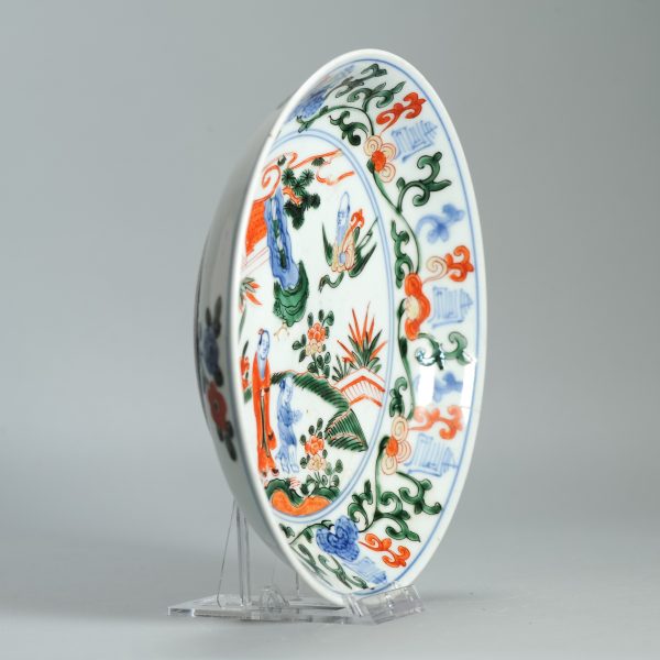 1471 Antique ca 1700 Japanese Arita Wucai Wanli Plate Unusual shaped Bowl Flowers - Image 6