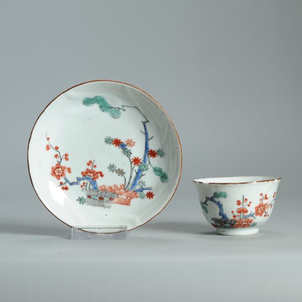 1476 Antique Chinese Tea Bowl with Kakiemon Decoration of Flowers and Hedge Amsterdam Bont - Image 9