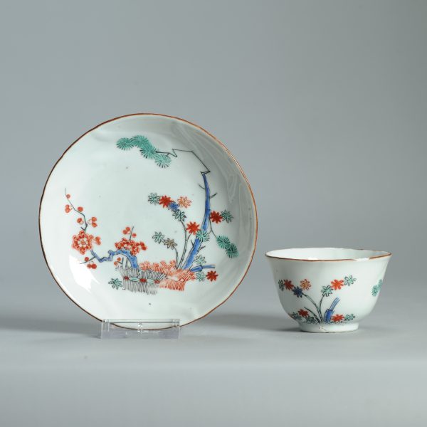 1476 Antique Chinese Tea Bowl with Kakiemon Decoration of Flowers and Hedge Amsterdam Bont - Image 14