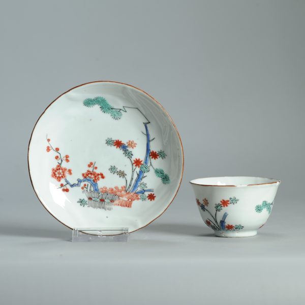 1476 Antique Chinese Tea Bowl with Kakiemon Decoration of Flowers and Hedge Amsterdam Bont - Image 15