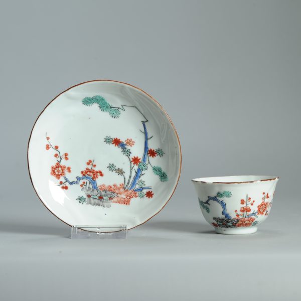 1476 Antique Chinese Tea Bowl with Kakiemon Decoration of Flowers and Hedge Amsterdam Bont - Image 19