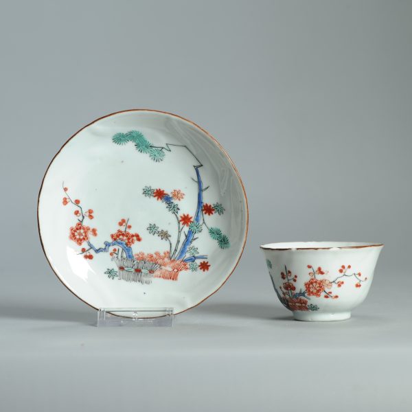1476 Antique Chinese Tea Bowl with Kakiemon Decoration of Flowers and Hedge Amsterdam Bont - Image 21