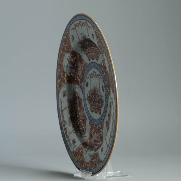 1472 Antique Chinese Kangxi/Yongzheng Plate with Dutch Decoration on a blue and white - Image 13