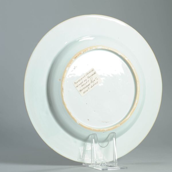 1472 Antique Chinese Kangxi/Yongzheng Plate with Dutch Decoration on a blue and white - Image 10