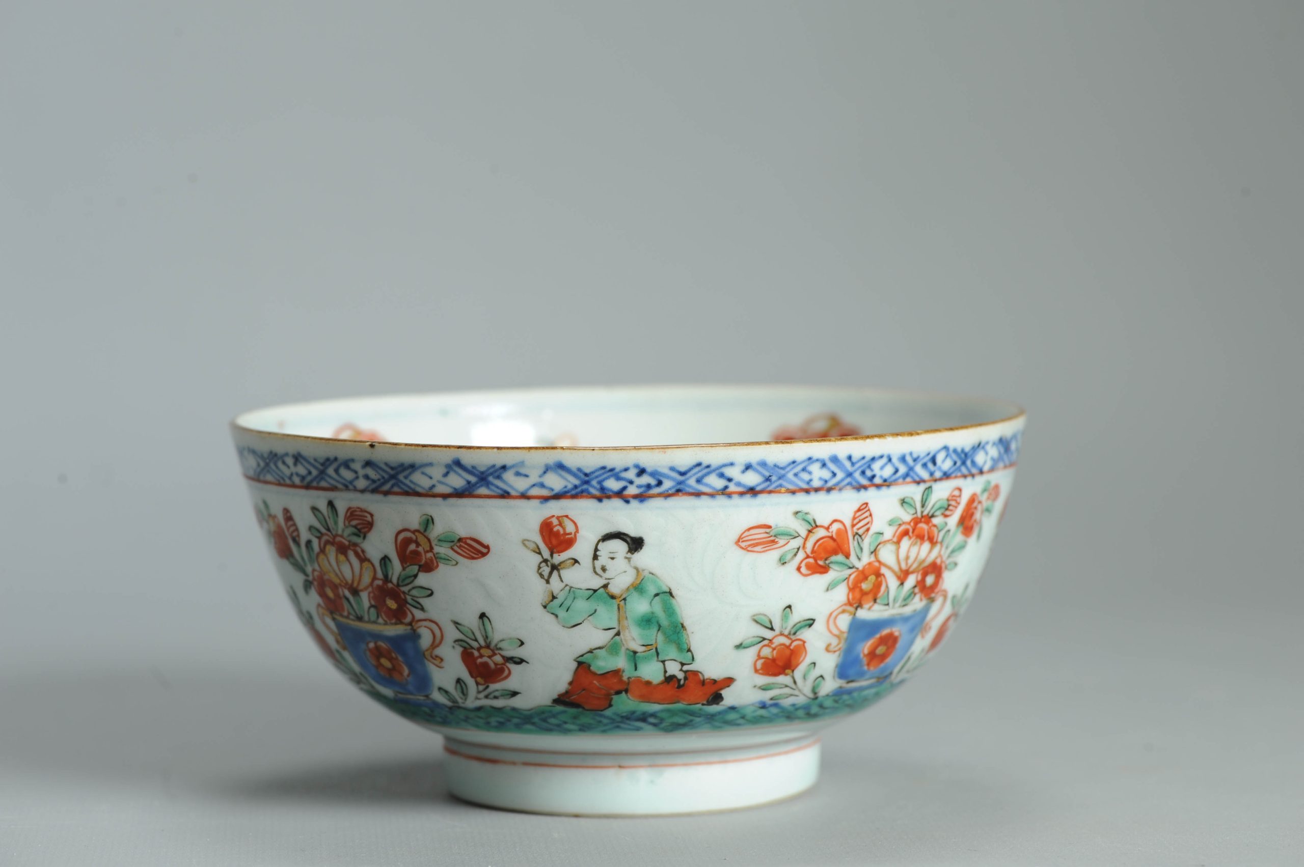 1474 Antique Chinese Kangxi/Yongzheng with Dutch Decoration on a blue and white