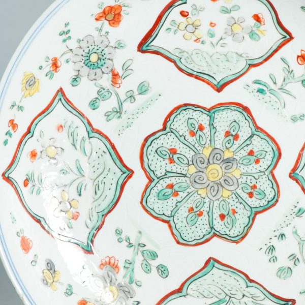 1492 Antique Chinese Kangxi Plate With Cream Glaze back and Verte Amsterdam Bont - Image 10