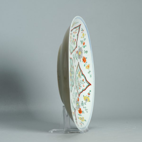 1492 Antique Chinese Kangxi Plate With Cream Glaze back and Verte Amsterdam Bont - Image 6
