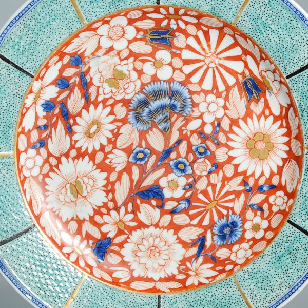 1493 Antique Chinese Blue and White 1740/60 Qianlong Chantilly Sprig Pattern dish with ca 1800 English Regency / George the IV 19th c redecoration - Image 7