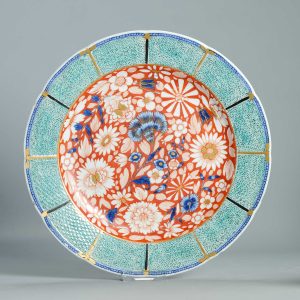 1493 Antique Chinese Blue and White 1740/60 Qianlong Chantilly Sprig Pattern dish with ca 1800 English Regency / George the IV 19th c redecoration