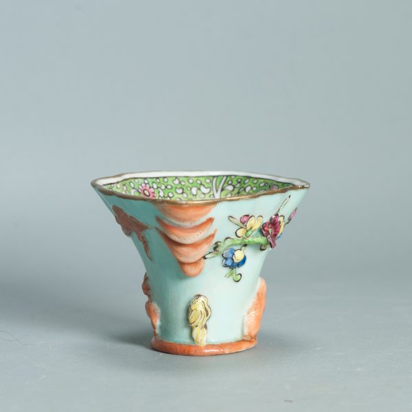 1495 Antique 17th C Chinese Cup Dehua Blanc de Chine Libation Cup. Redecorated in Europe. - Image 14