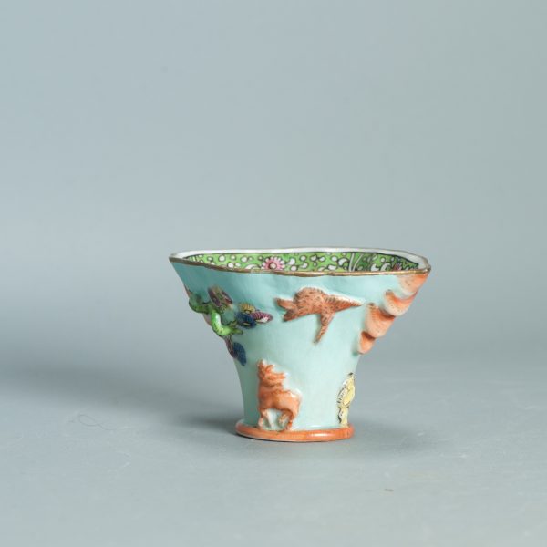 1495 Antique 17th C Chinese Cup Dehua Blanc de Chine Libation Cup. Redecorated in Europe. - Image 13