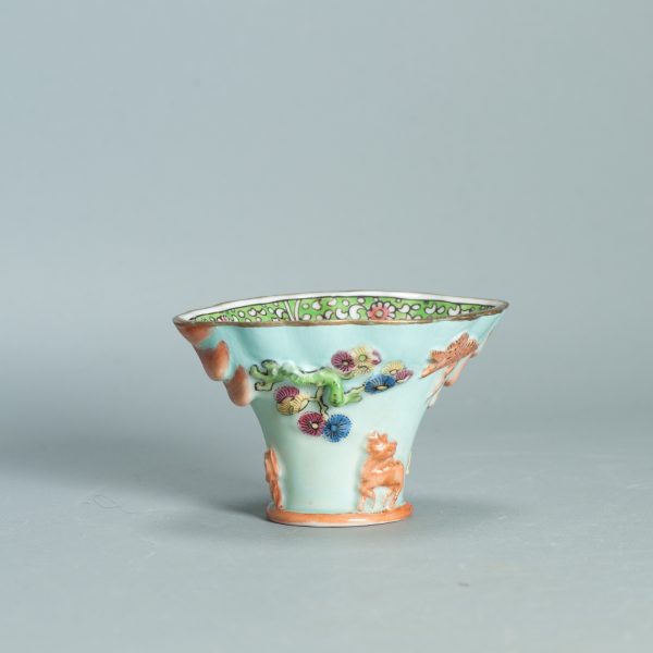 1495 Antique 17th C Chinese Cup Dehua Blanc de Chine Libation Cup. Redecorated in Europe. - Image 12