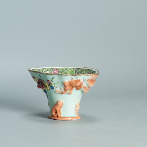 1495 Antique 17th C Chinese Cup Dehua Blanc de Chine Libation Cup. Redecorated in Europe. - Image 10