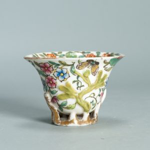 1496 Antique 17th C Chinese Cup Dehua Blanc de Chine Libation Cup. Redecorated in Europe. (Copy)