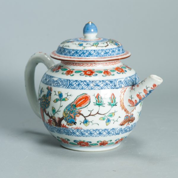 1498 Antique Chinese Tea Pot with Parrots and Flowers in Kakiemon Amsterdam Bont Style - Image 7