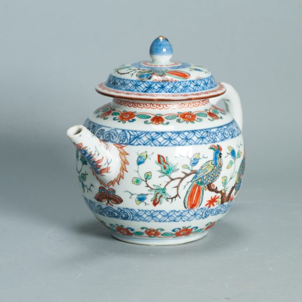 1498 Antique Chinese Tea Pot with Parrots and Flowers in Kakiemon Amsterdam Bont Style - Image 14