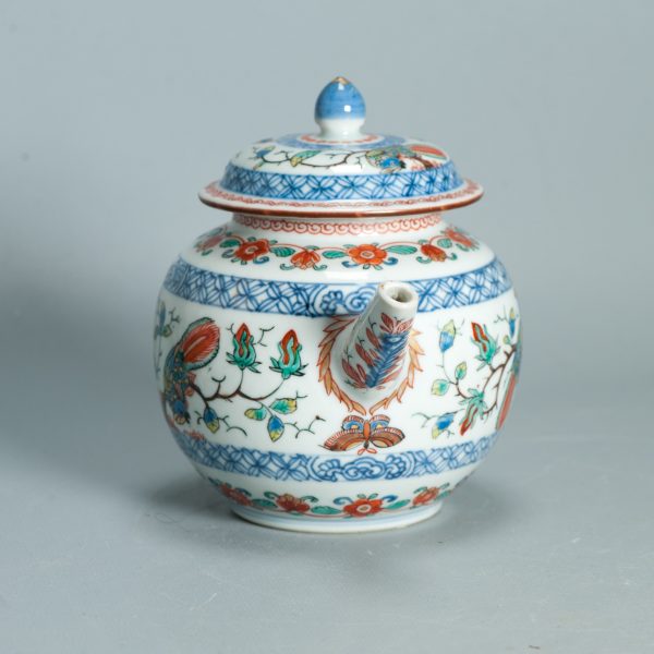 1498 Antique Chinese Tea Pot with Parrots and Flowers in Kakiemon Amsterdam Bont Style - Image 13