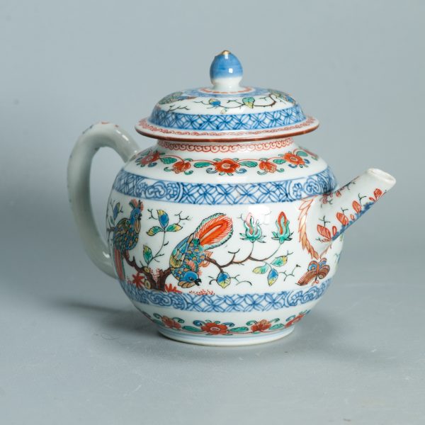 1498 Antique Chinese Tea Pot with Parrots and Flowers in Kakiemon Amsterdam Bont Style - Image 12