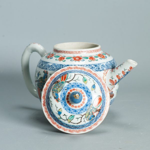 1498 Antique Chinese Tea Pot with Parrots and Flowers in Kakiemon Amsterdam Bont Style - Image 11
