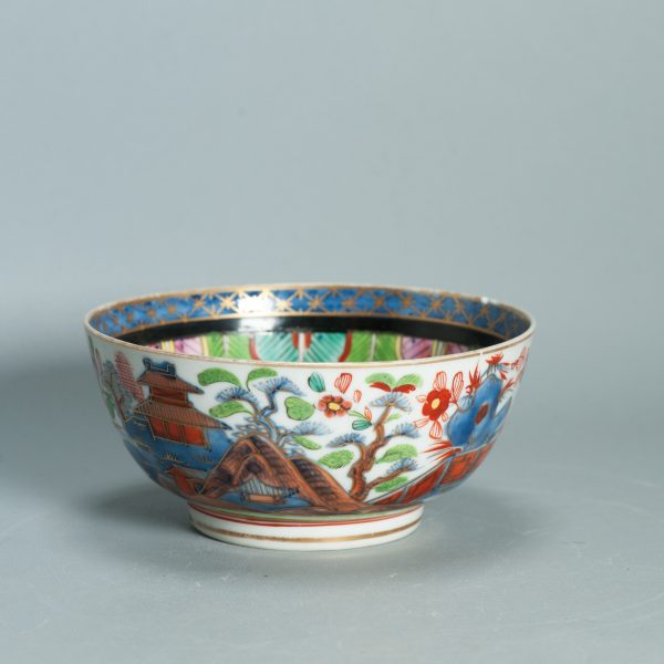 1500 Antique Chinese Blue and White 1740/60 Qianlong Bowl with ca 1800 English Regency / George the IV 19th c redecoration - Image 8
