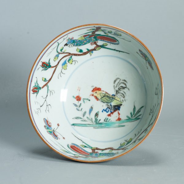 1503 Antique Chinese Bowl with Imari Decoration of Rooster and Parrots Amsterdam Bont - Image 5